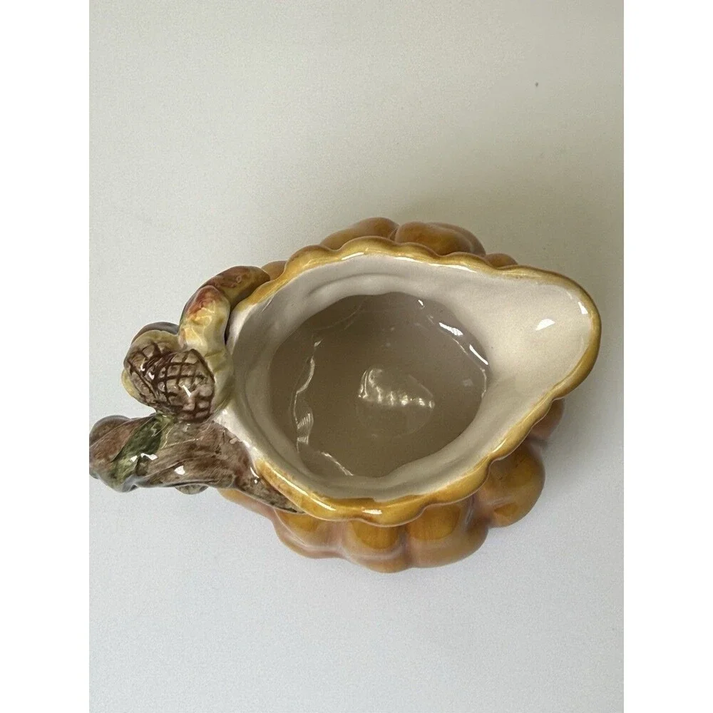 Vintage Ceramic Pumpkin Patch Sugar Bowl Creamer Set Fall Harvest 1990s